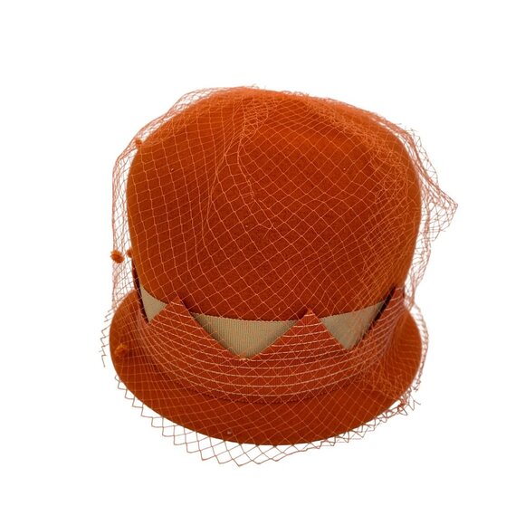 Elegant Orange Veil Hat main image 7